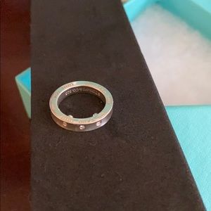 1837 Tiffany sterling silver ring 3 tiny diamonds